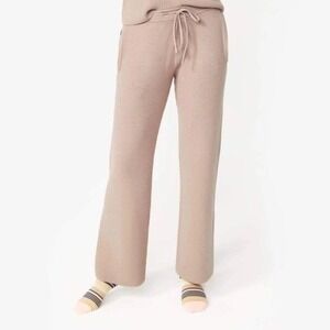 NWT Figs Knit Loungewear Ribbed Wide Leg Pants Latte Beige L